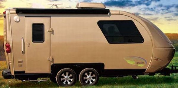 A V-nosed Trailer on the field.