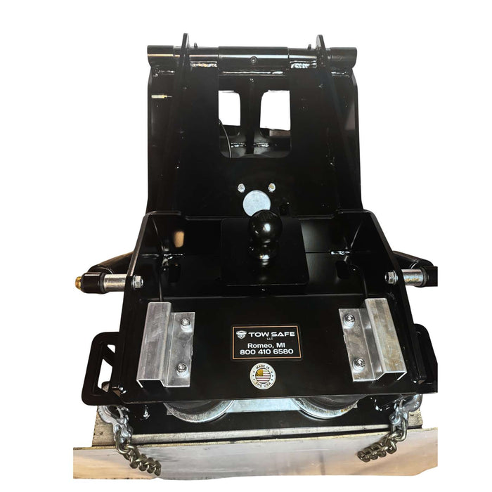 Fifth Wheel Air Ride Gooseneck Hitch with shock absorbers and safety chains