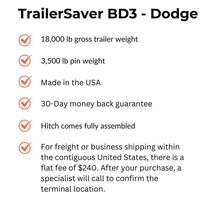 TrailerSaver BD3D Air Ride Hitch-Fits Dodge OEM