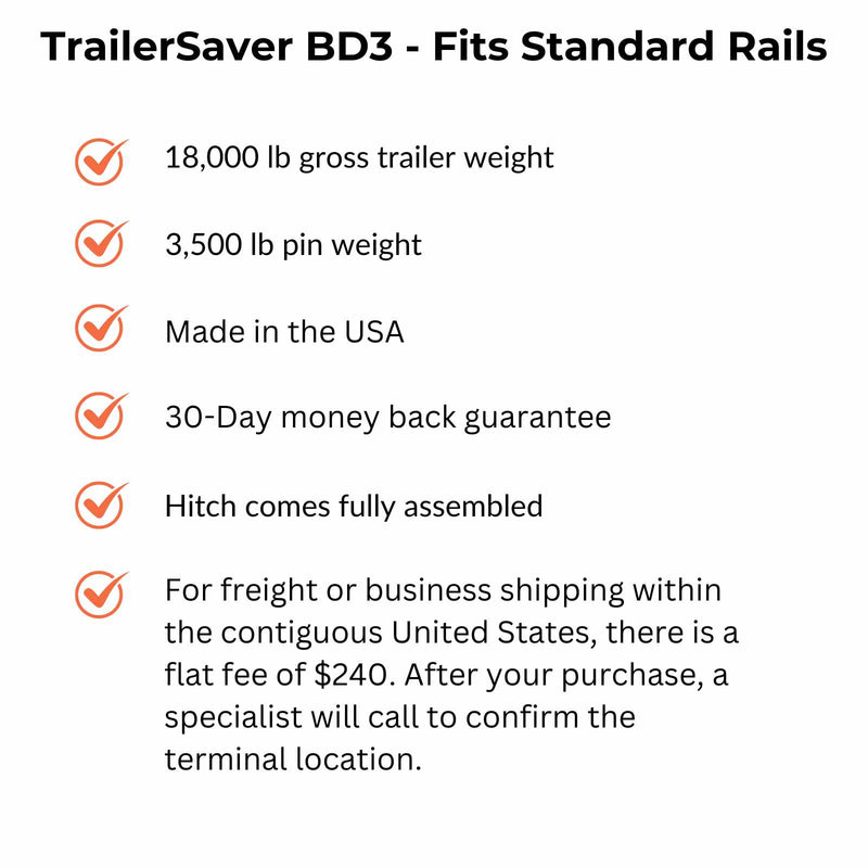 TrailerSaver BD3 Air-Ride 5th-Wheel Hitch For Rails - made in the usa