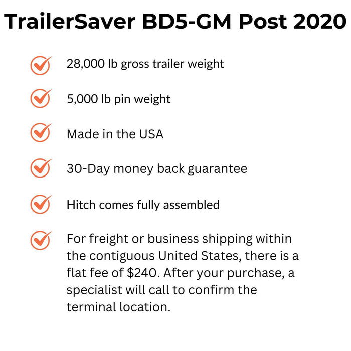TrailerSaver BD5-G20 Air Ride Hitch-Post 2020 GM OEM
