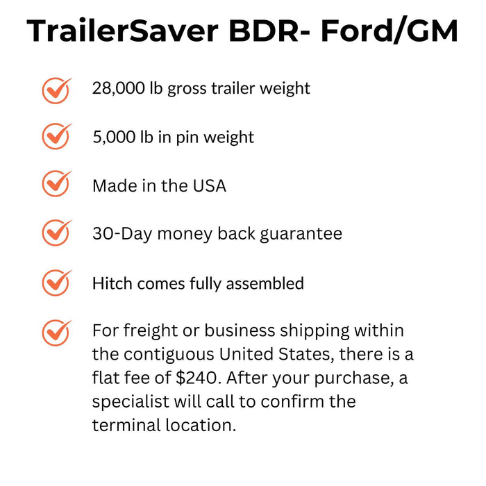 TrailerSaver BDR F/G details. Flat shipping rate of 240